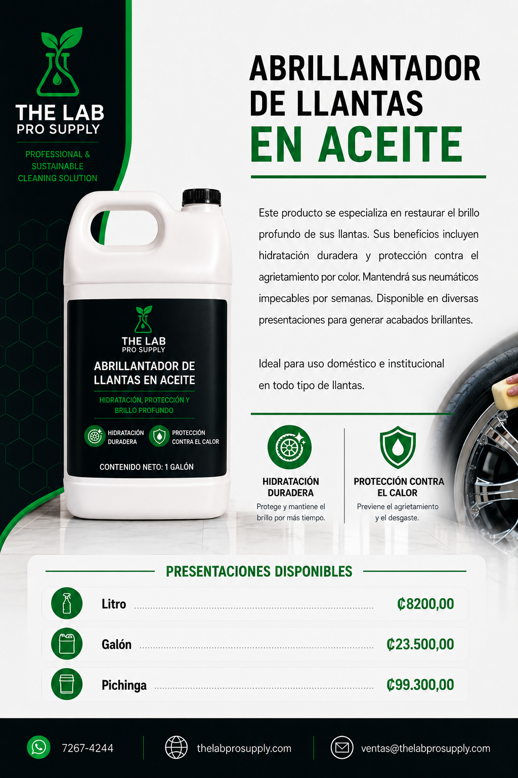 Abrillantador para Llantas en Aceite